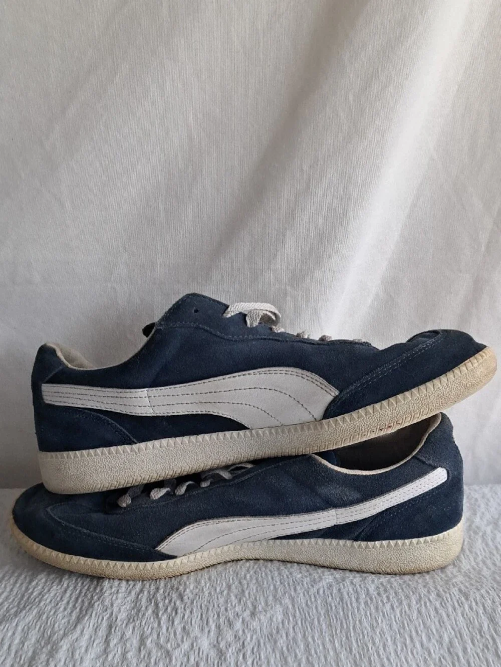 Puma Men's Navy Suede Sneakers with White Accents